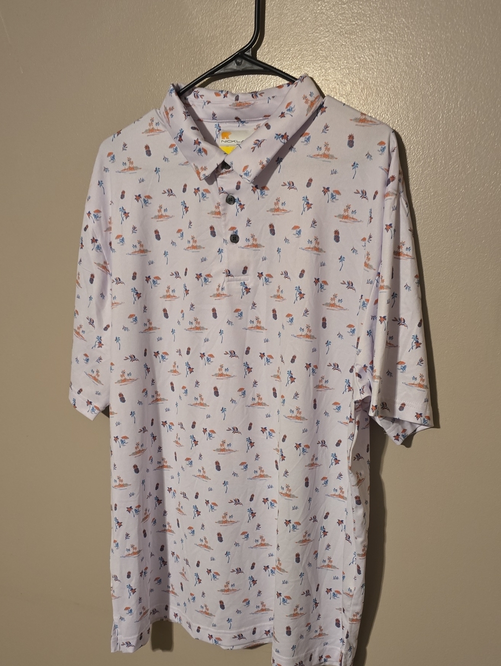 Jack Nicklaus‎ Golf Polo Shirt Men’s XL White Palm Tree Beach